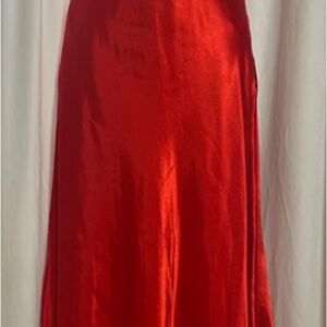 Chic Red Satin Maxi Dress